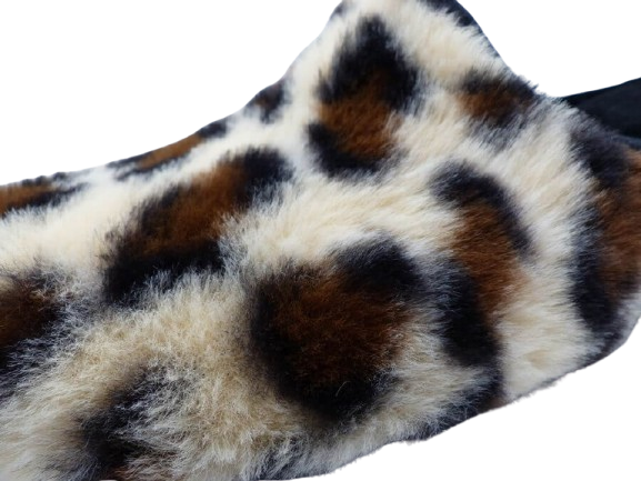 Mules femme fourrure imprimé léopard Chaussons dame chaud Semelle élastomère talon deux cm LA MAISON DE L’ESPADRILLE Coloris beige – Image 8