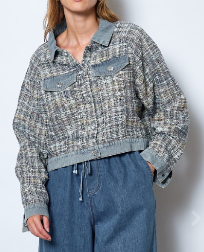 VESTE COURTE BI-MATIERE