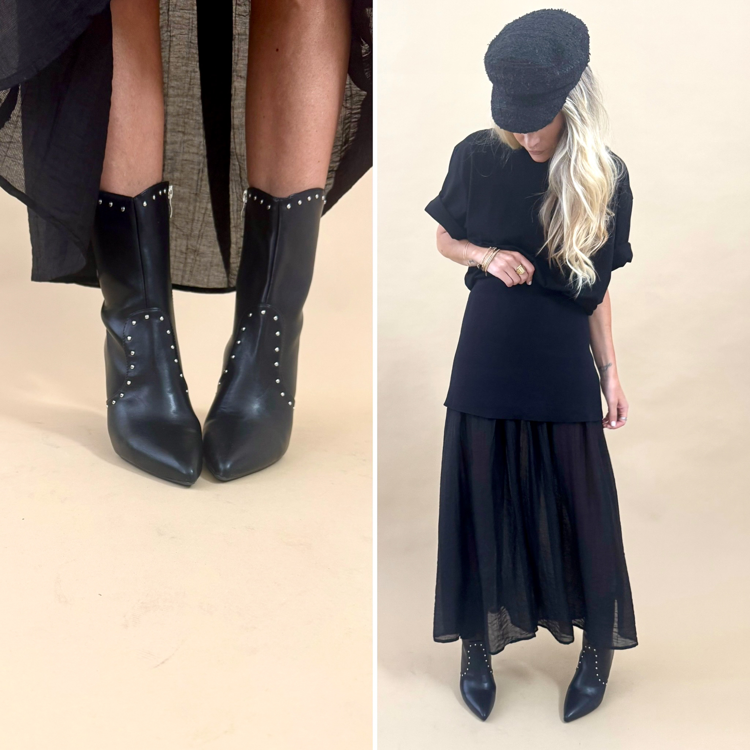 Bottines noires cloutées