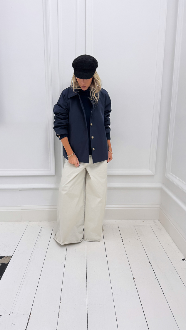 Pantalon large beige ceinturé – Image 7