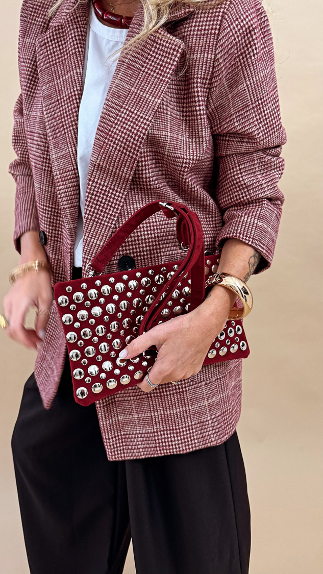 Pochette bordeaux cloutée – Image 3