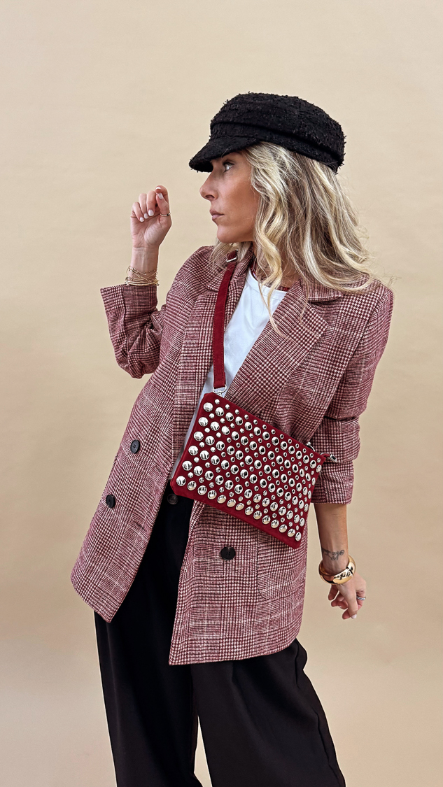 Pochette bordeaux cloutée – Image 5