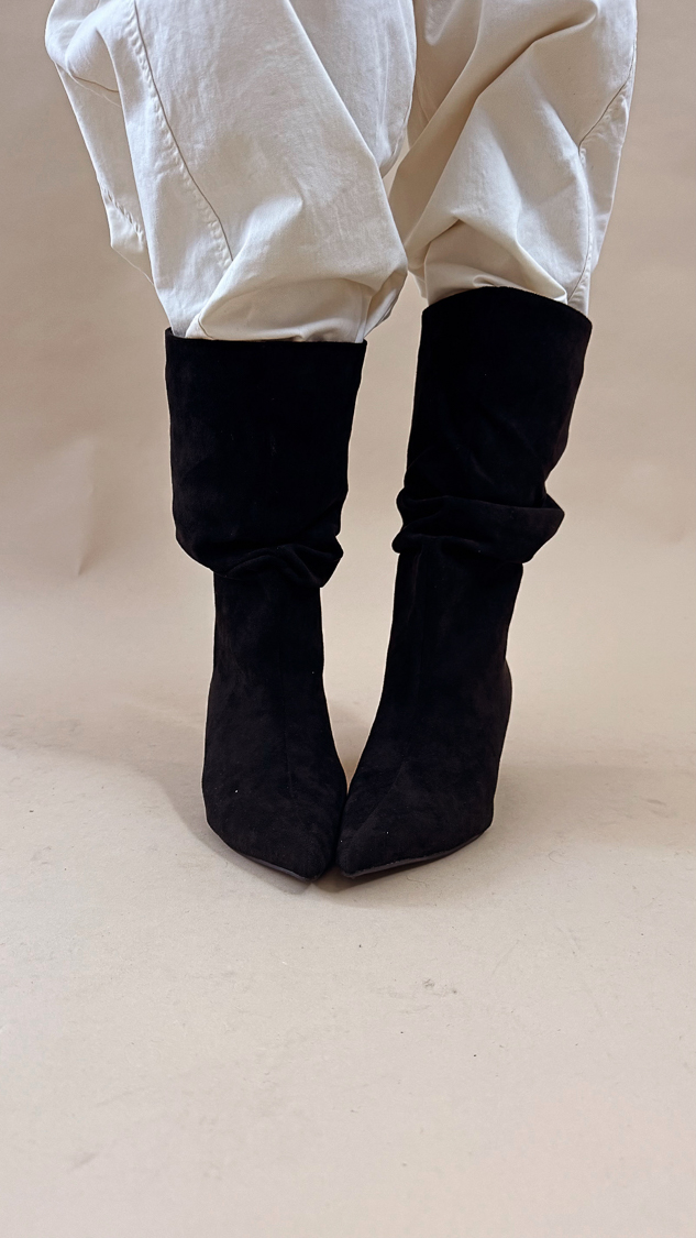 Bottines noires froncées suédine – Image 3