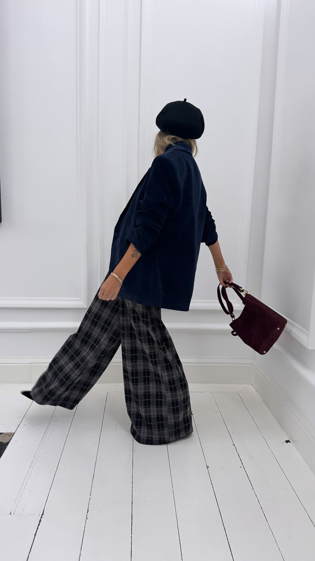 Veste blazer bleu marine en velours – Image 8