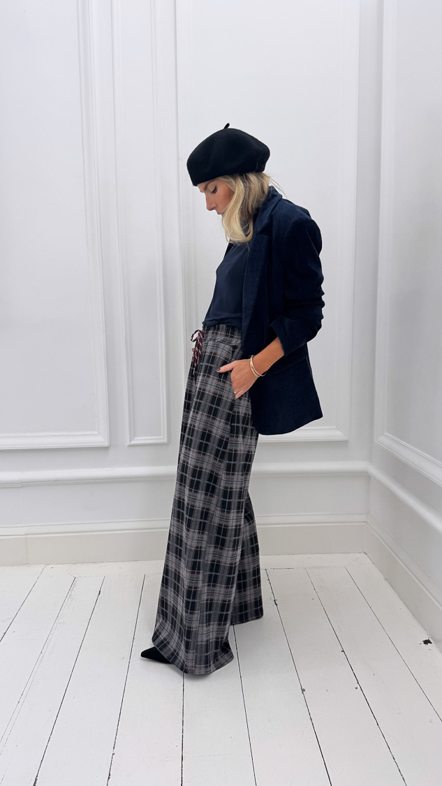 Veste blazer bleu marine en velours – Image 6