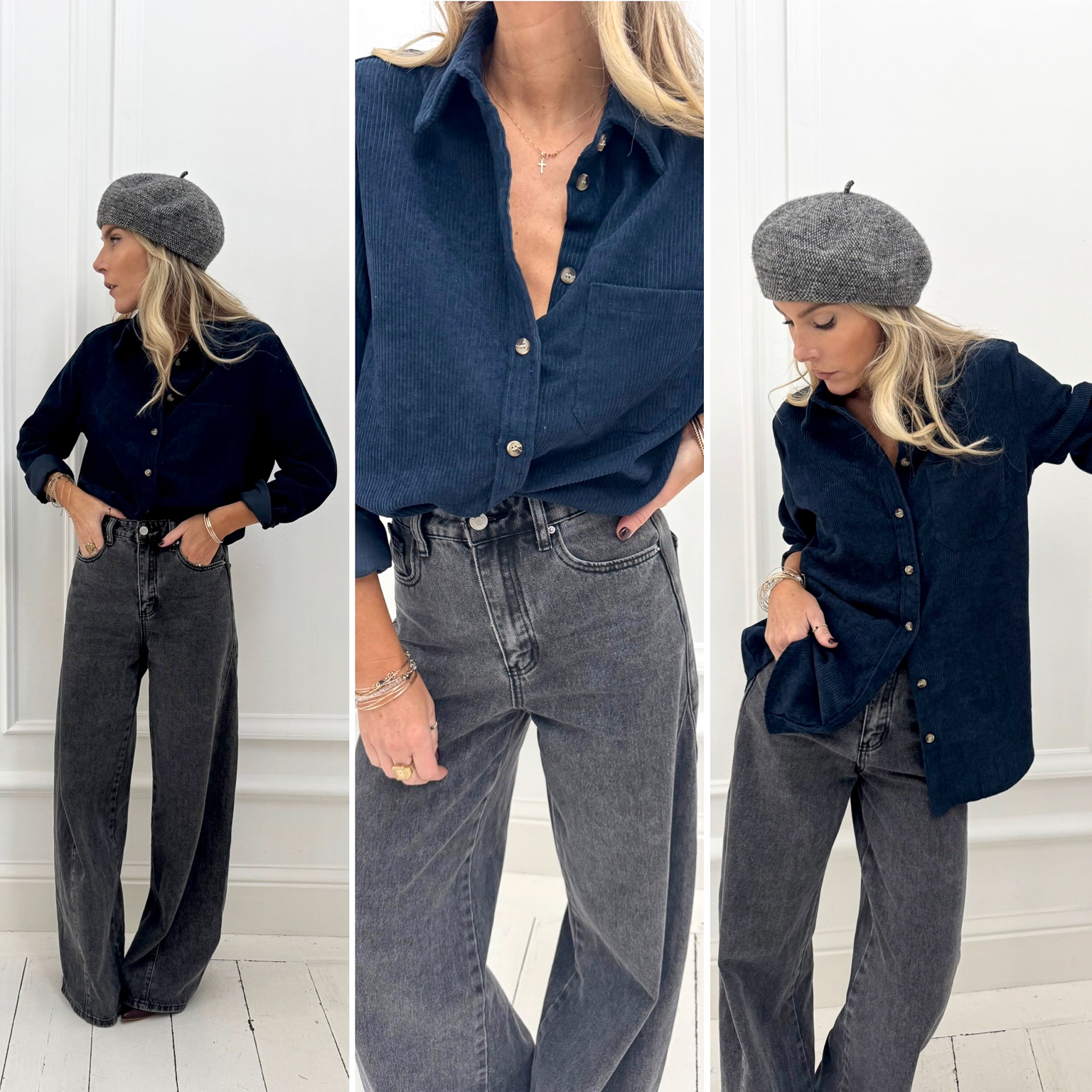 Chemise bleu marine en velours