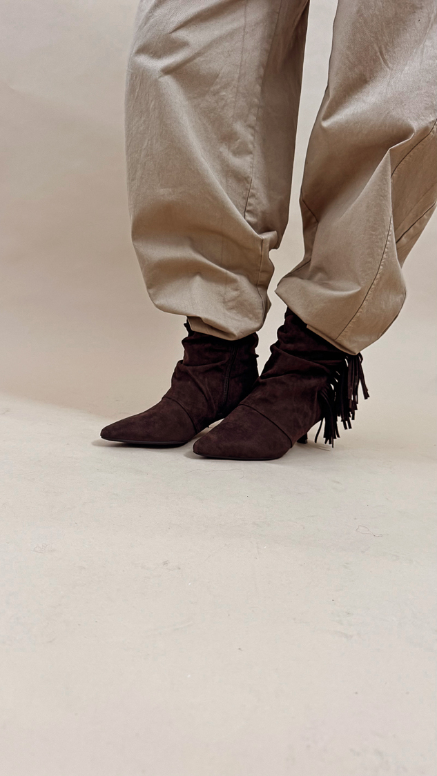 Bottines marron suédine à franges – Image 6