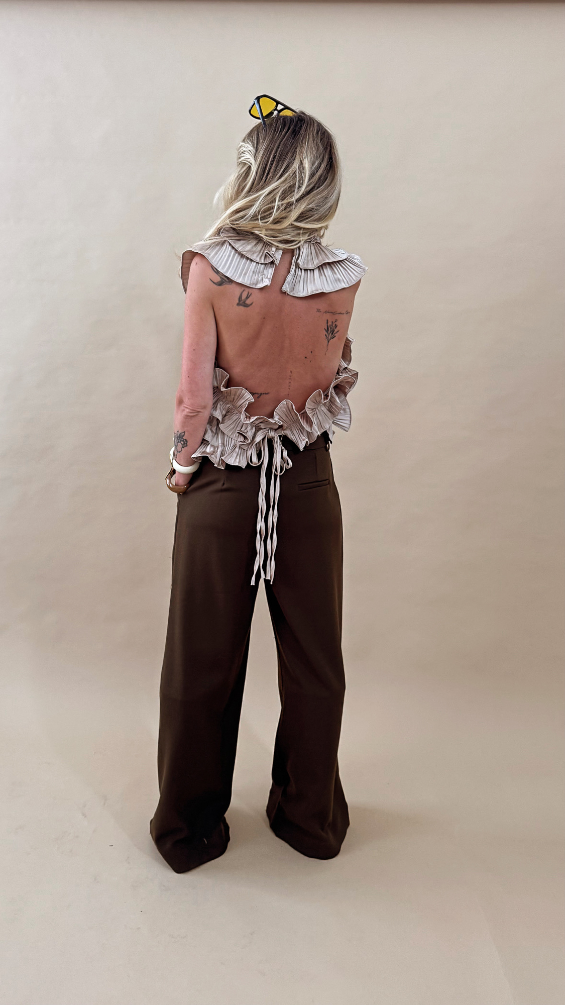 Pantalon large kaki ceinturé – Image 7