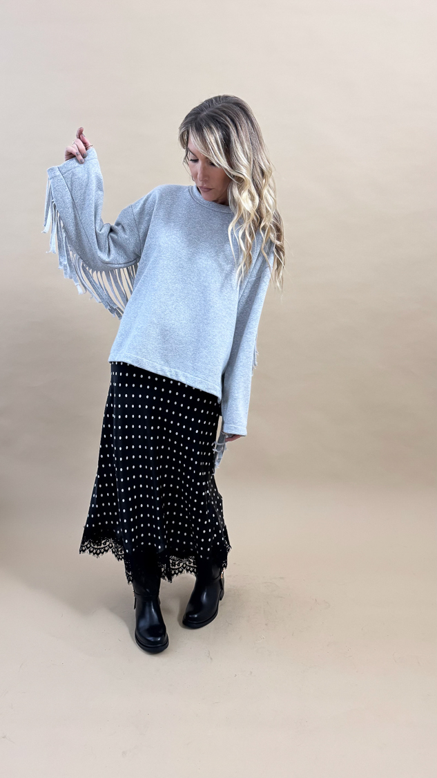 Jupe dentelle longue noire à pois – Image 6