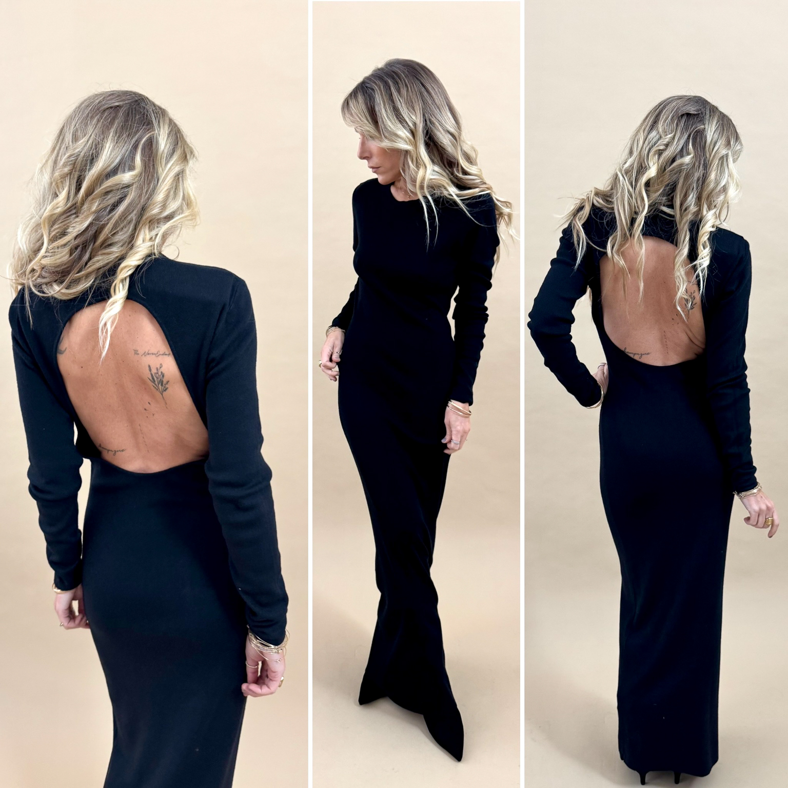 Robe longue noire dos nu