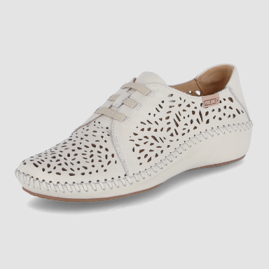Chaussure cuir ajouré femme Lacet élastiqué Semelle compensée PIKOLINOS Vallar Coloris blanc cassé