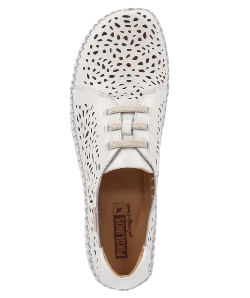 Chaussure cuir ajouré femme Lacet élastiqué Semelle compensée PIKOLINOS Vallar Coloris blanc cassé – Image 2