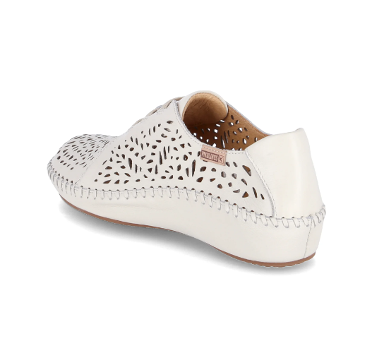 Chaussure cuir ajouré femme Lacet élastiqué Semelle compensée PIKOLINOS Vallar Coloris blanc cassé – Image 3