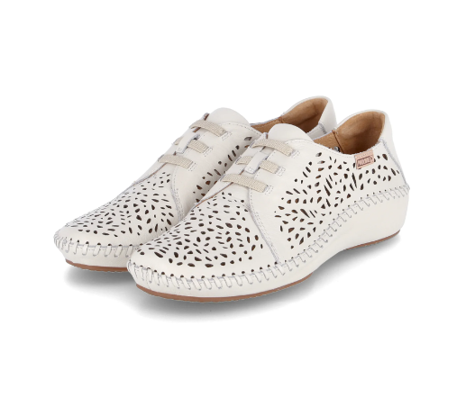 Chaussure cuir ajouré femme Lacet élastiqué Semelle compensée PIKOLINOS Vallar Coloris blanc cassé – Image 6