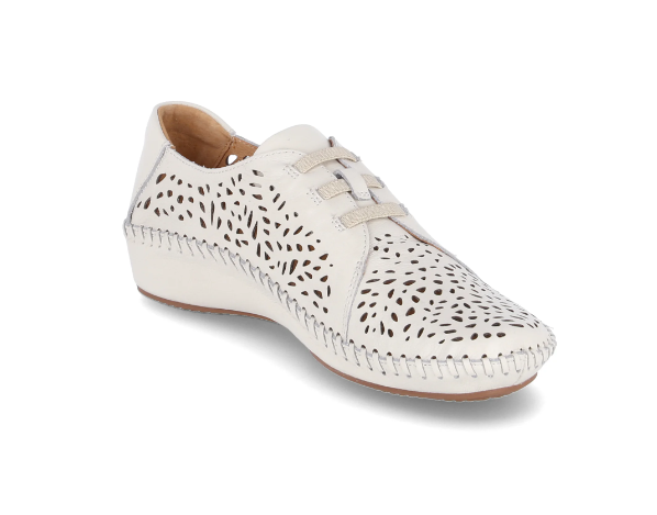 Chaussure cuir ajouré femme Lacet élastiqué Semelle compensée PIKOLINOS Vallar Coloris blanc cassé – Image 4