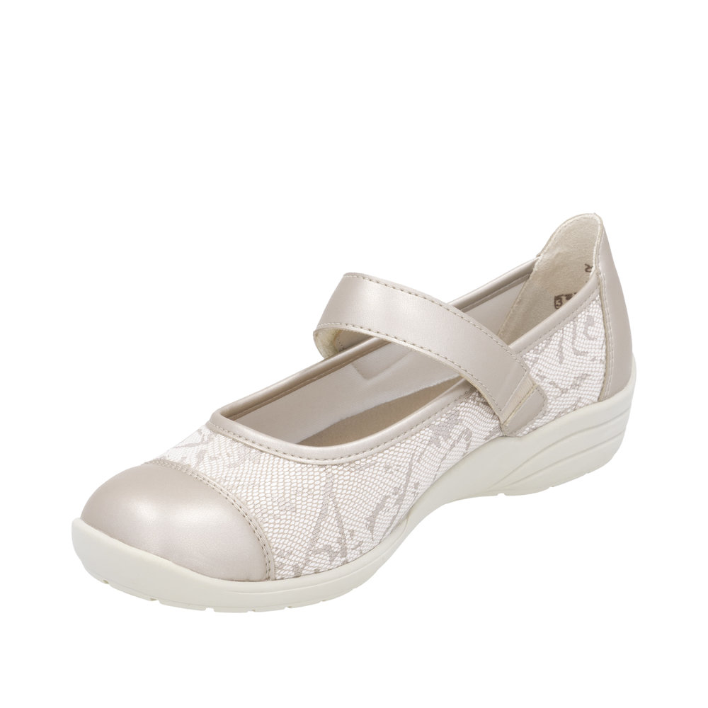 Ballerines femme Velcro Talon compensé Semelle intérieure amovible Matière extensible très souple REMONTE or doux