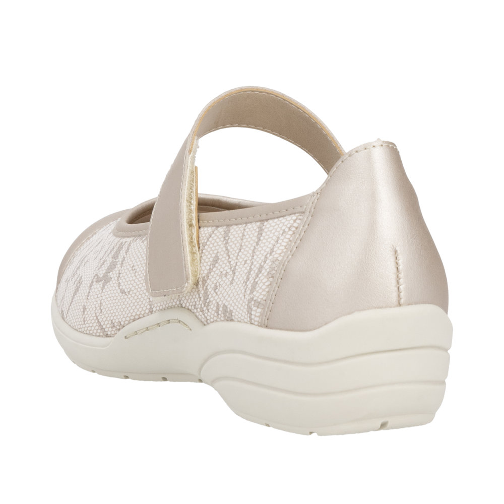 Ballerines femme Velcro Talon compensé Semelle intérieure amovible Matière extensible très souple REMONTE or doux – Image 3