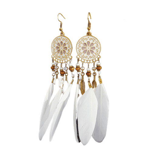 Boucle d’Oreille Attrape-Rêve Blanche – Image 2