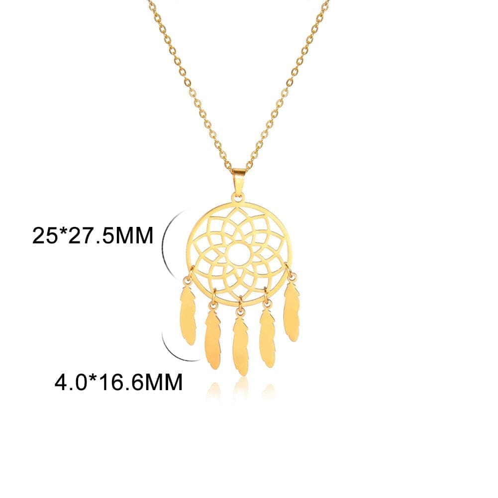 Collier Indien Attrape-Rêve Doré