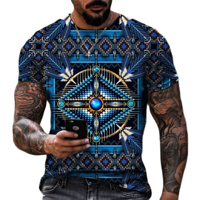 T-shirt Indien Navajo Bleu – Image 2