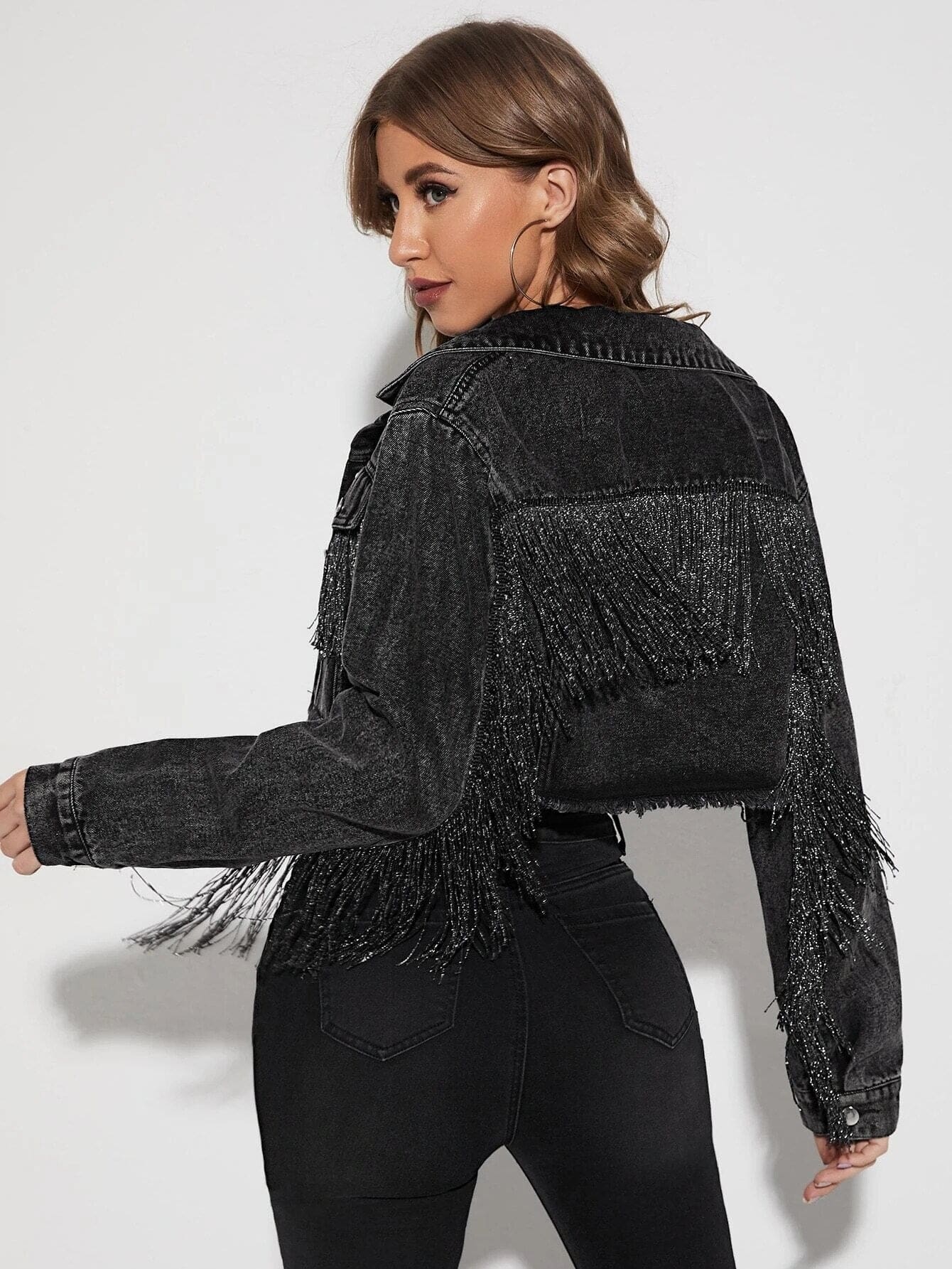 Veste à Franges Noire – Image 7