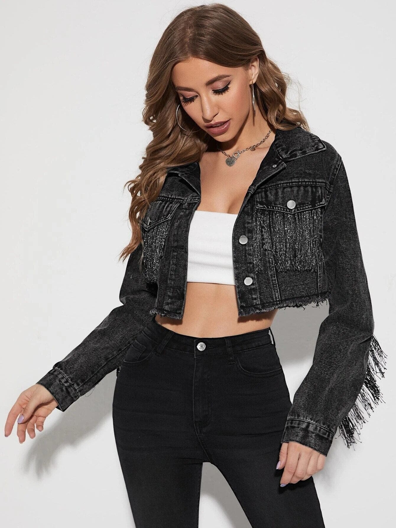 Veste à Franges Noire – Image 3