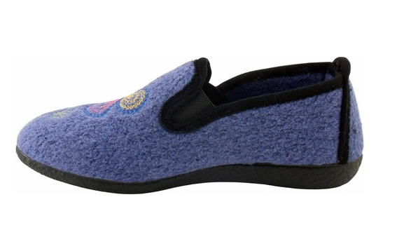 Pantoufle femme chausson chaud semelle compensée SEMELFLEX coloris bleu ou rouge – Image 3