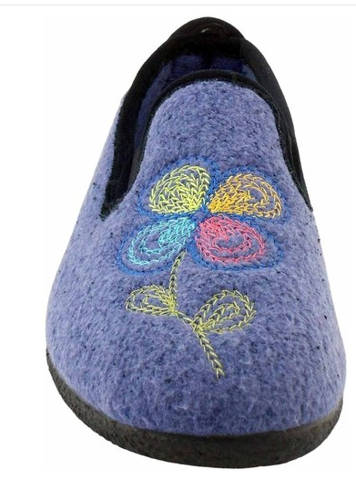 Pantoufle femme chausson chaud semelle compensée SEMELFLEX coloris bleu ou rouge – Image 4
