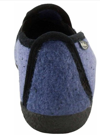 Pantoufle femme chausson chaud semelle compensée SEMELFLEX coloris bleu ou rouge – Image 5