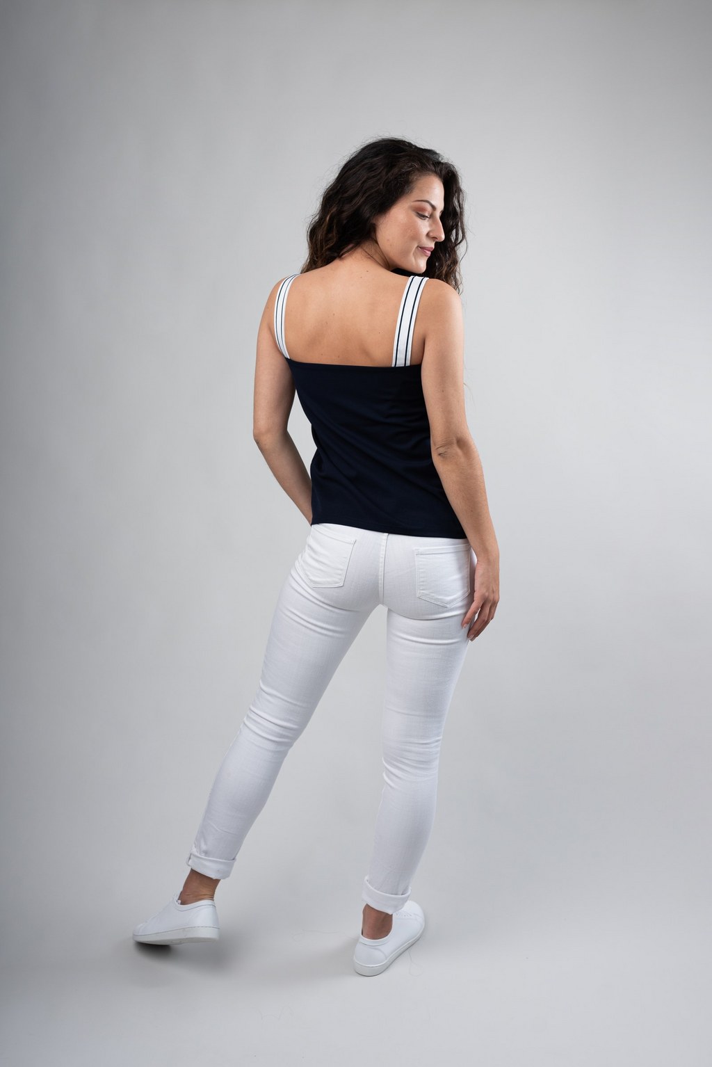 Top à bretelle – Rayé Blanc – Image 5