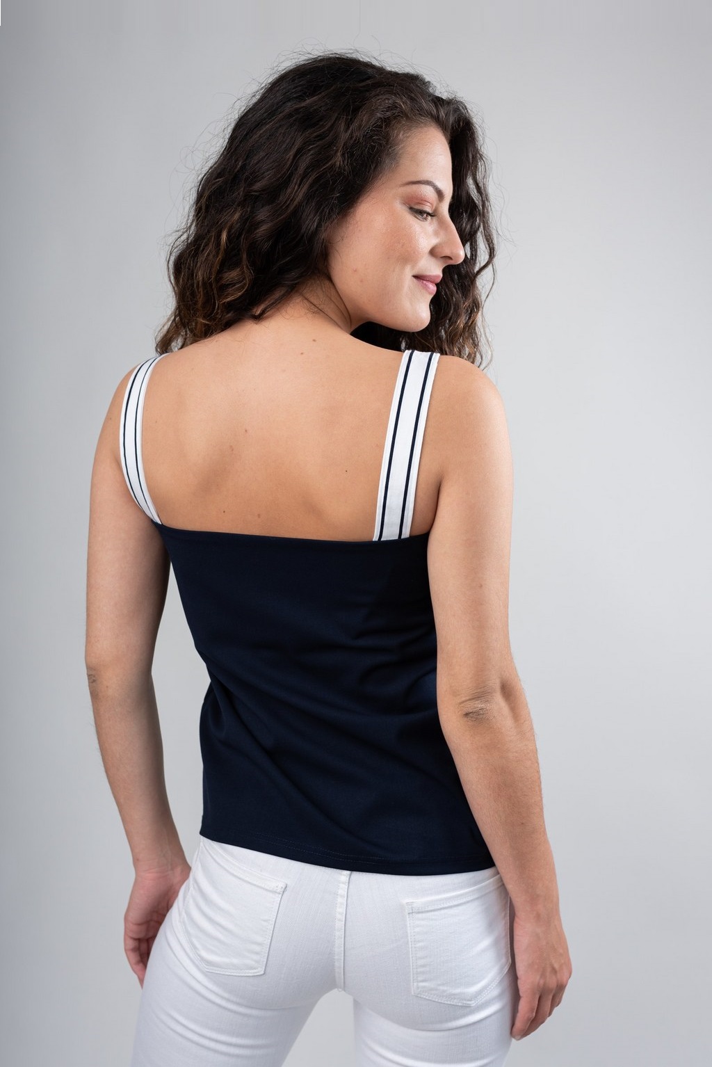 Top à bretelle – Rayé Blanc – Image 6