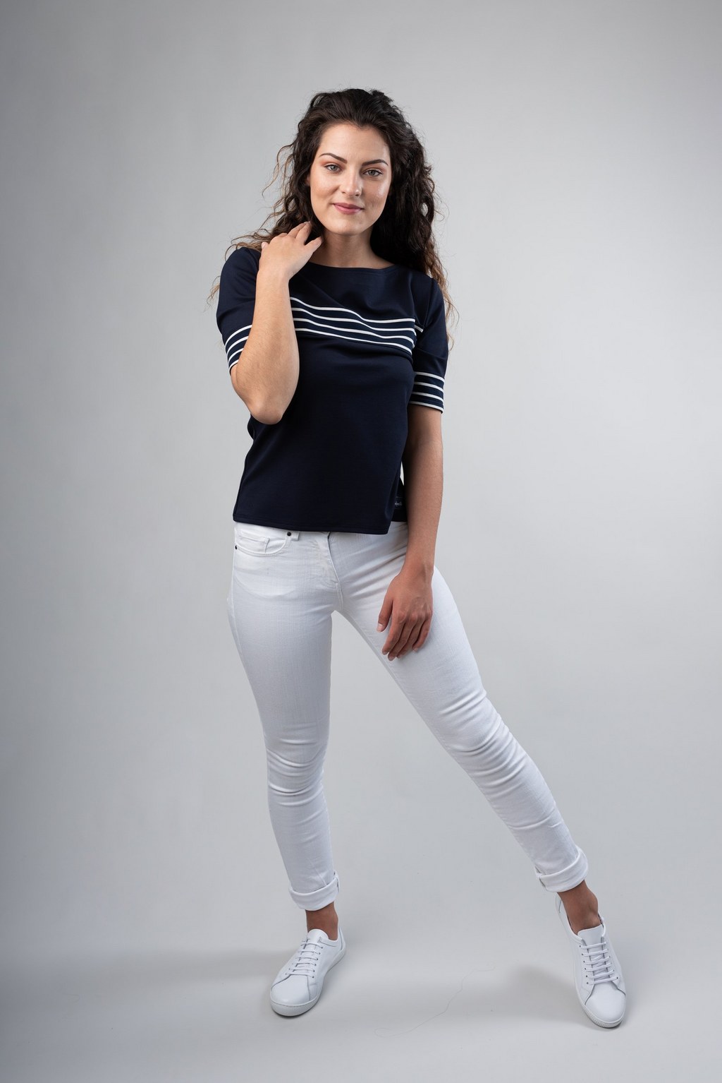 Tunique bleu marine à col bateau – Image 5