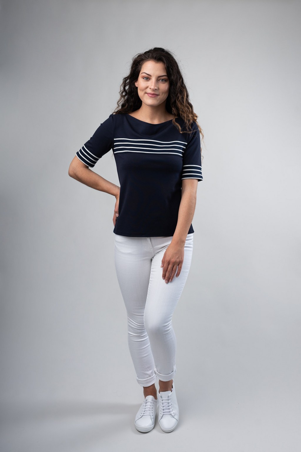 Tunique bleu marine à col bateau – Image 2