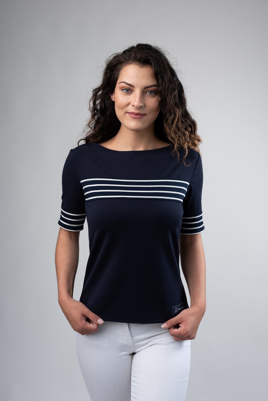 Tunique bleu marine à col bateau