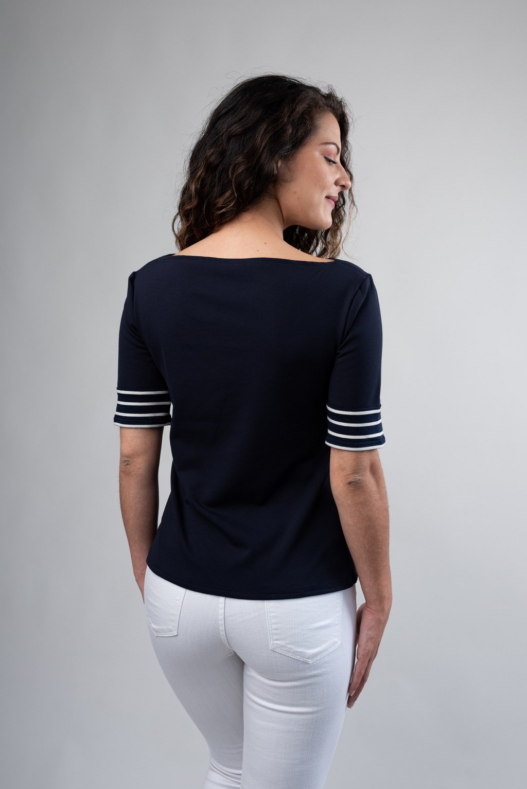 Tunique bleu marine à col bateau – Image 3