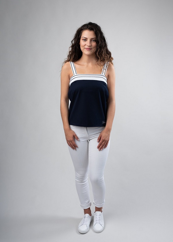 Top à bretelle – Rayé Blanc – Image 2