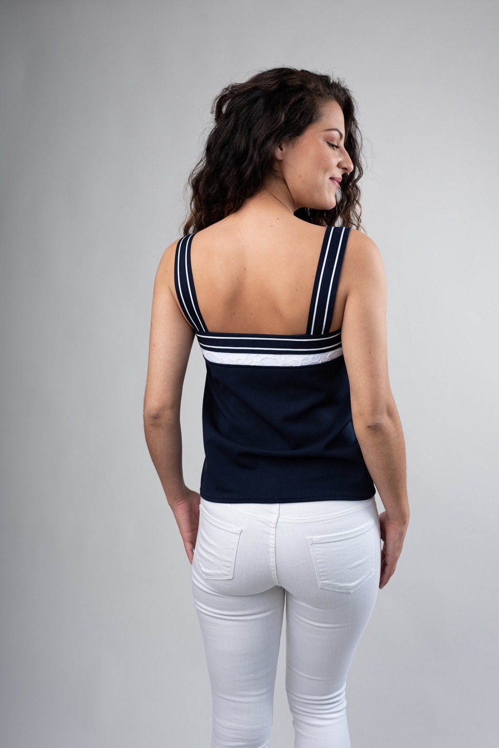 Top à bretelle – Rayé Bleu Marine – Image 4
