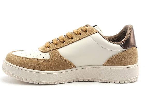 Basket femme cuir et synthétique semelle épaisse coloris marron/or/beige VICTORIA 1258222 – Image 2