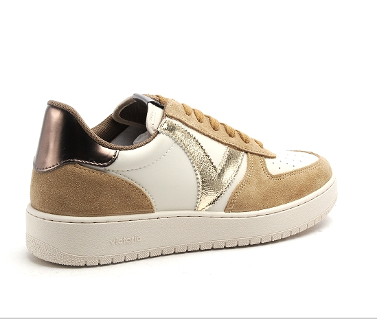 Basket femme cuir et synthétique semelle épaisse coloris marron/or/beige VICTORIA 1258222 – Image 5
