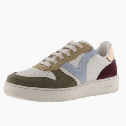 Tennis Mode femme Lacet Semelle épaisse Largeur confort Doublure textile VICTORIA Coloris multicolore sur fond beige