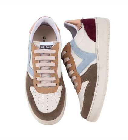 Tennis Mode femme Lacet Semelle épaisse Largeur confort Doublure textile VICTORIA Coloris multicolore sur fond beige – Image 7