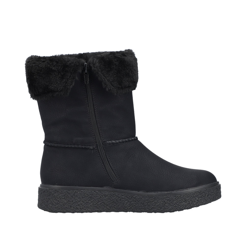 Bottine mode femme Imperméable Doublure chaude Semelle plateau RIEKER coloris noir – Image 2