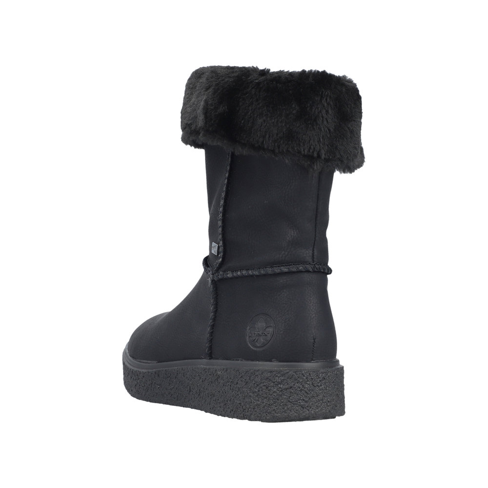 Bottine mode femme Imperméable Doublure chaude Semelle plateau RIEKER coloris noir – Image 3