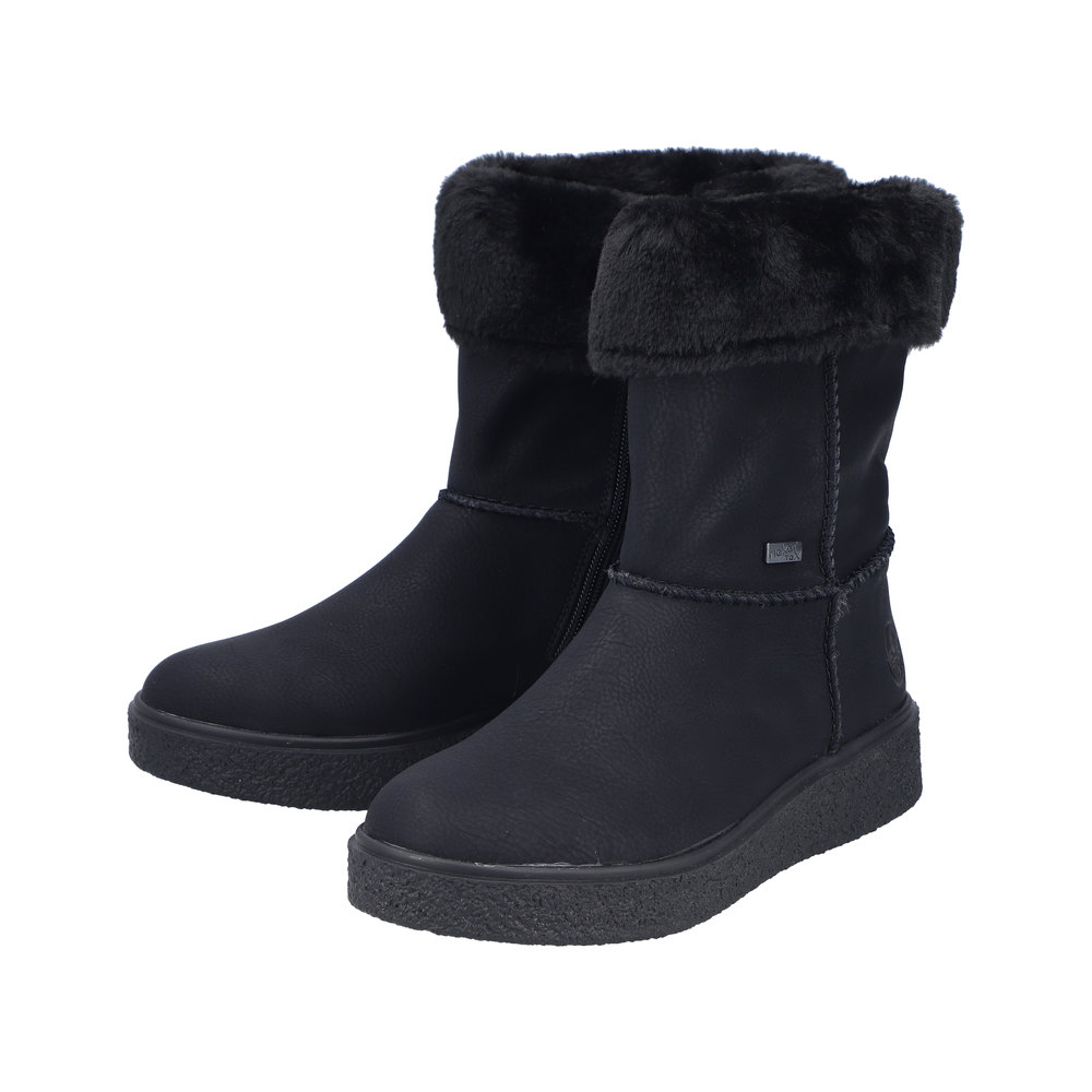 Bottine mode femme Imperméable Doublure chaude Semelle plateau RIEKER coloris noir – Image 8