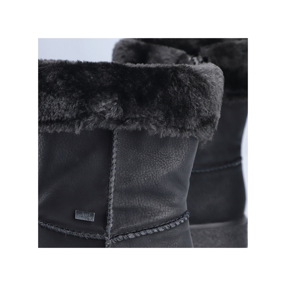 Bottine mode femme Imperméable Doublure chaude Semelle plateau RIEKER coloris noir – Image 9