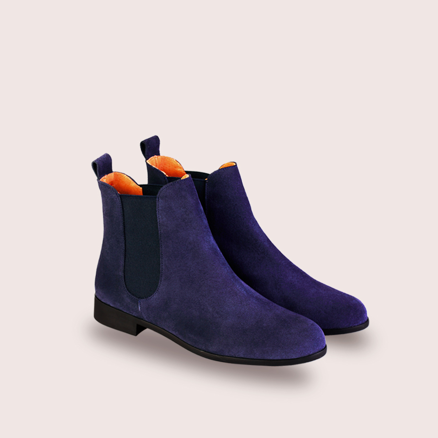 Bottines Chelsea en cuir suédé marine – Denise – Image 2