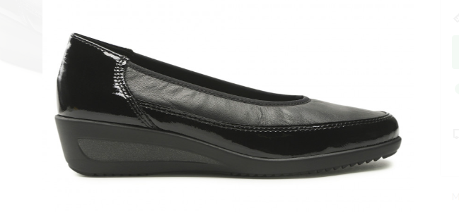 Ballerine femme cuir souples chaussant large semelle intérieure amovible, semelle antidérapante ARA coloris noir / vernis noir – Image 2