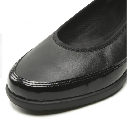 Ballerine femme cuir souples chaussant large semelle intérieure amovible, semelle antidérapante ARA coloris noir / vernis noir – Image 6