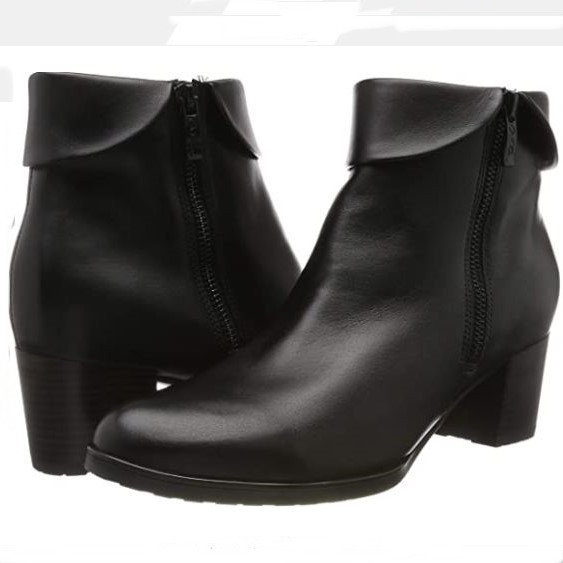 Bottine Cuir souple femme Talon carré coloris noir Fermeture éclair Hauteur cheville ARA Florenz