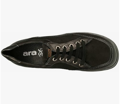 Basket femme Cuir souple Semelle compensé Confortable Très grande largeur ARA 12-46372 noir – Image 3